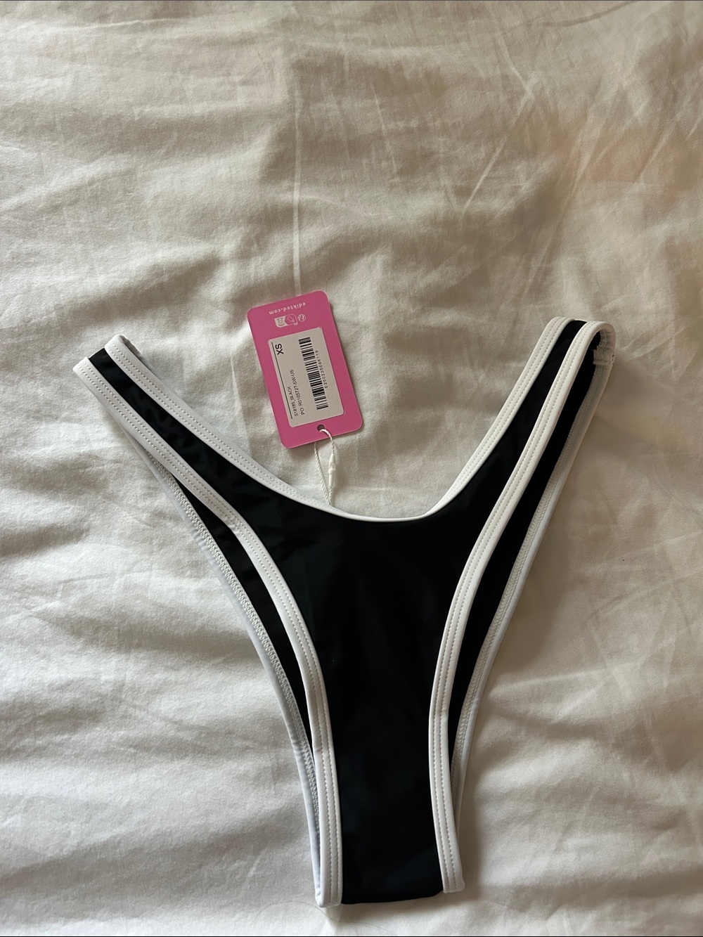Edikted Black Bikini Bottom with White Trim